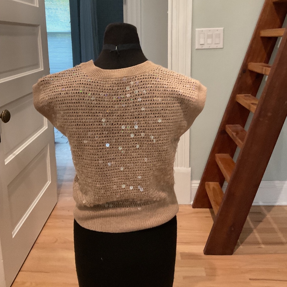 Madewell Sequin Sweater VestHeather Tawny Size XXS - Picture 4 of 8